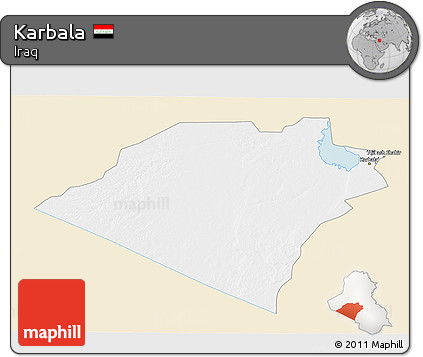 Classic Style 3D Map of Karbala, single color outside