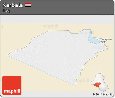 Classic Style 3D Map of Karbala, single color outside