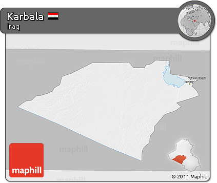 Gray 3D Map of Karbala, single color outside