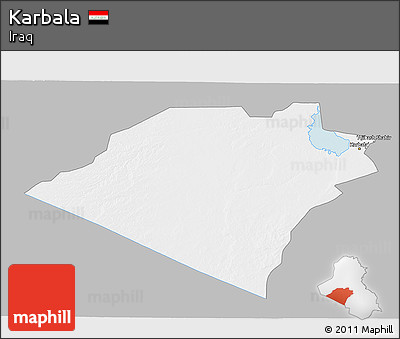 Gray 3D Map of Karbala, single color outside