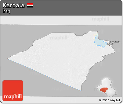 Gray 3D Map of Karbala, single color outside