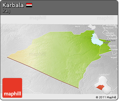 Physical 3D Map of Karbala, lighten, desaturated
