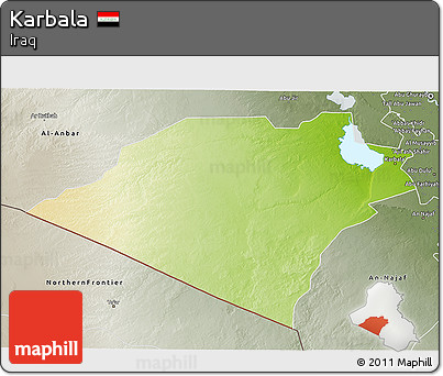Physical 3D Map of Karbala, semi-desaturated