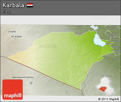 Physical 3D Map of Karbala, semi-desaturated