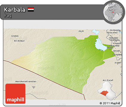 Physical 3D Map of Karbala, shaded relief outside