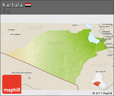 Physical 3D Map of Karbala, shaded relief outside
