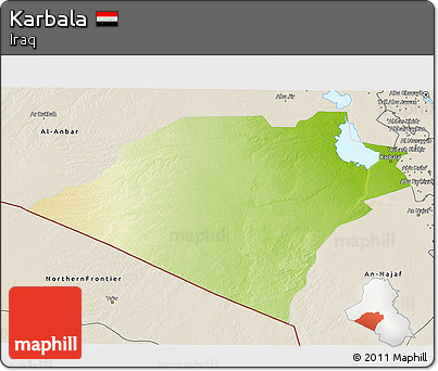 Physical 3D Map of Karbala, shaded relief outside