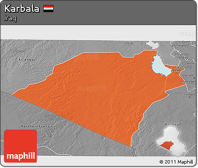 Political 3D Map of Karbala, desaturated