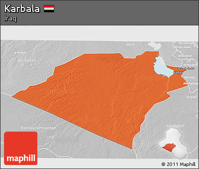 Political 3D Map of Karbala, lighten, desaturated