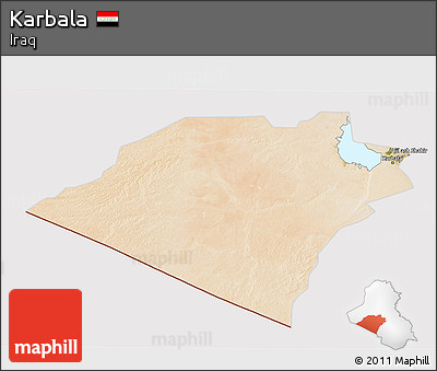 Satellite 3D Map of Karbala, cropped outside