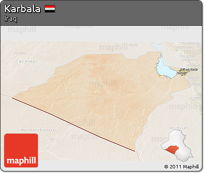 Satellite 3D Map of Karbala, lighten