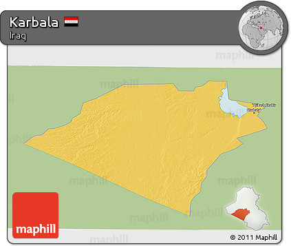 Savanna Style 3D Map of Karbala, single color outside