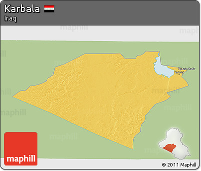 Savanna Style 3D Map of Karbala, single color outside