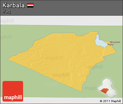 Savanna Style 3D Map of Karbala, single color outside