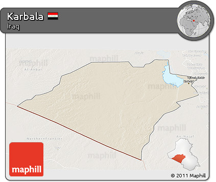 Shaded Relief 3D Map of Karbala, lighten