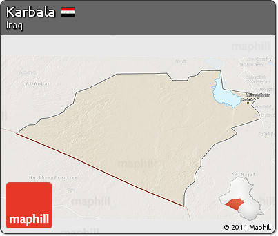 Shaded Relief 3D Map of Karbala, lighten