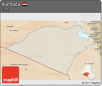 Shaded Relief 3D Map of Karbala, satellite outside