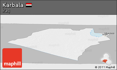 Gray Panoramic Map of Karbala, single color outside