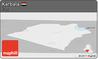 Gray Panoramic Map of Karbala, single color outside
