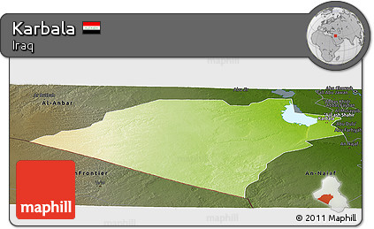 Physical Panoramic Map of Karbala, darken