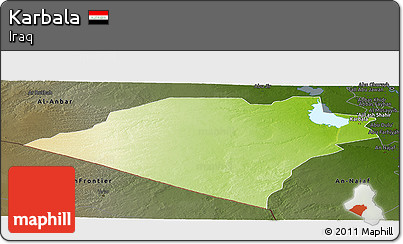 Physical Panoramic Map of Karbala, darken