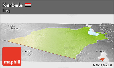 Physical Panoramic Map of Karbala, desaturated