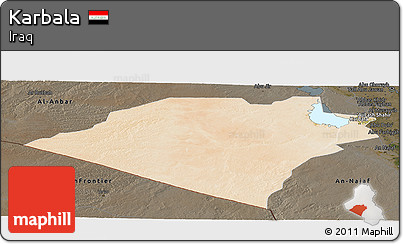 Satellite Panoramic Map of Karbala, darken