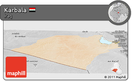 Satellite Panoramic Map of Karbala, desaturated