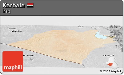 Satellite Panoramic Map of Karbala, desaturated