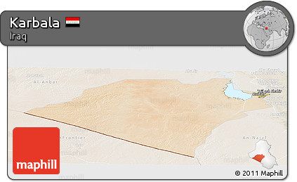 Satellite Panoramic Map of Karbala, lighten