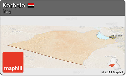 Satellite Panoramic Map of Karbala, lighten