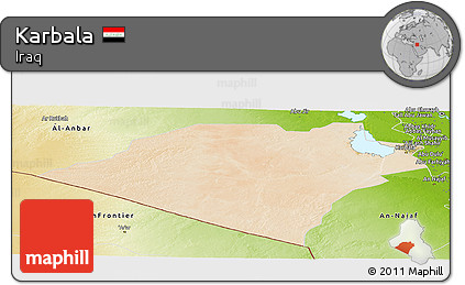 Satellite Panoramic Map of Karbala, physical outside