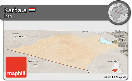 Satellite Panoramic Map of Karbala, semi-desaturated