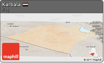 Satellite Panoramic Map of Karbala, semi-desaturated