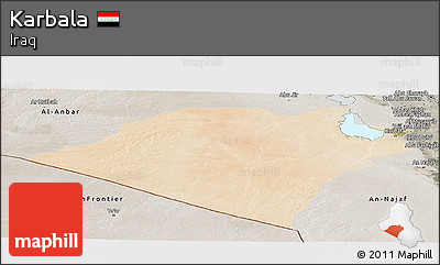 Satellite Panoramic Map of Karbala, semi-desaturated