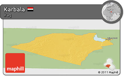 Savanna Style Panoramic Map of Karbala, single color outside
