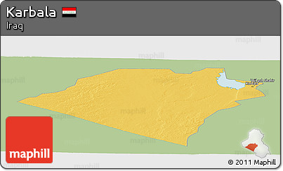 Savanna Style Panoramic Map of Karbala, single color outside