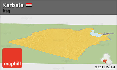 Savanna Style Panoramic Map of Karbala, single color outside