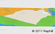 Shaded Relief Panoramic Map of Karbala, political outside