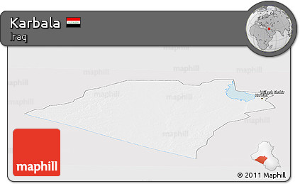 Silver Style Panoramic Map of Karbala, single color outside