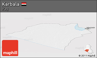 Silver Style Panoramic Map of Karbala, single color outside