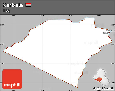Gray Simple Map of Karbala, cropped outside