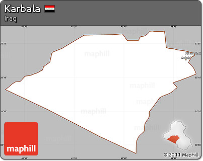 Gray Simple Map of Karbala, cropped outside