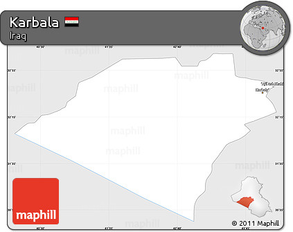 Silver Style Simple Map of Karbala, single color outside
