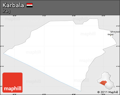 Silver Style Simple Map of Karbala, single color outside