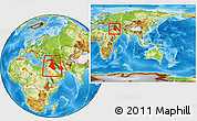 Physical Location Map of Iraq, within the entire continent