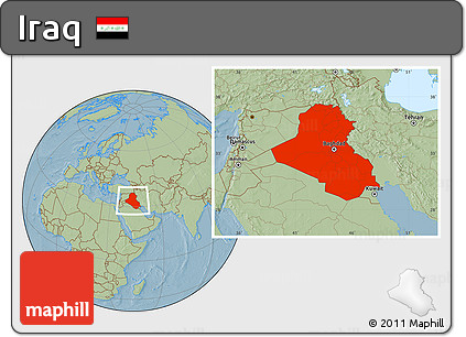 Savanna Style Location Map of Iraq, hill shading