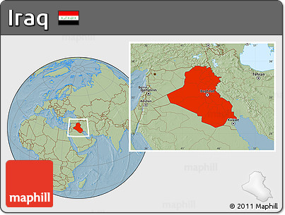 Savanna Style Location Map of Iraq, hill shading