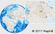 Shaded Relief Location Map of Iraq, lighten, land only