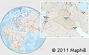 Shaded Relief Location Map of Iraq, lighten